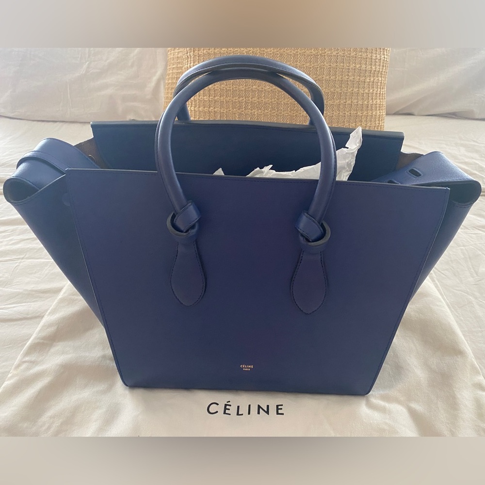 Celine Calfskin Large Tie Knot Tote-Cobalt Blue